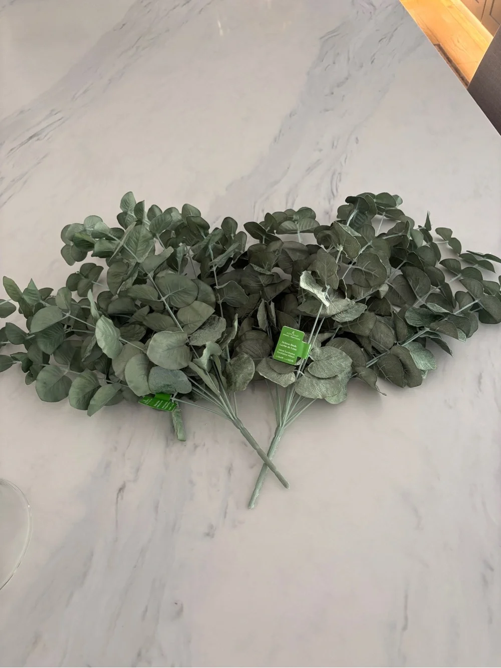Green Faux Eucalyptus Stem Bouquet - 2 stems